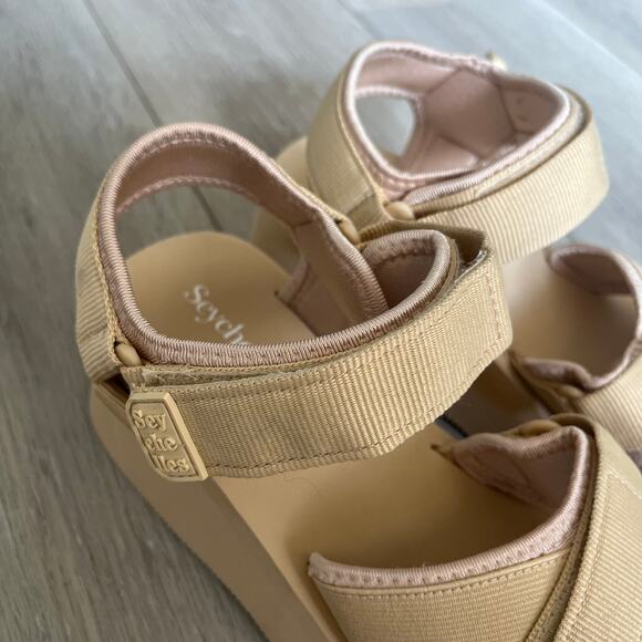 Seychelles 'Serenade' Women's 7.5 Nylon Nude Beige Platform Statement Sandal - Picture 6 of 10